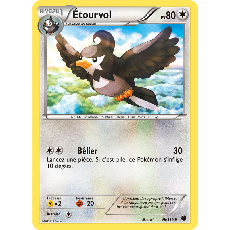Carte Pokémon Étourvol 96/116 Peu commune Glaciation Plasma