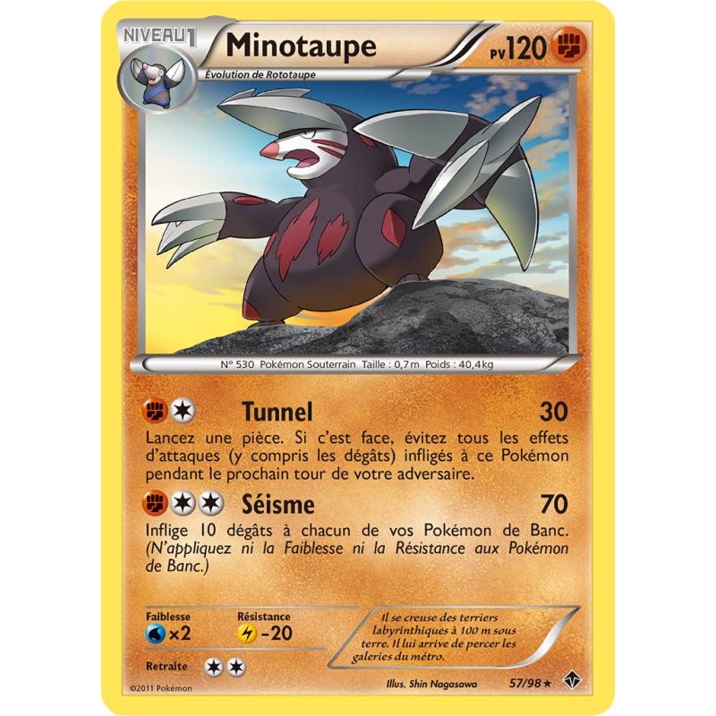 Carte Pokémon Minotaupe 57/98 Rare Pouvoirs Émergents