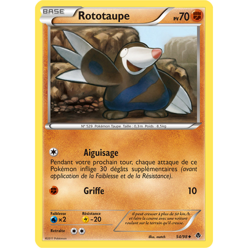 Carte Pokémon Rototaupe 54/98 Peu commune Pouvoirs Émergents
