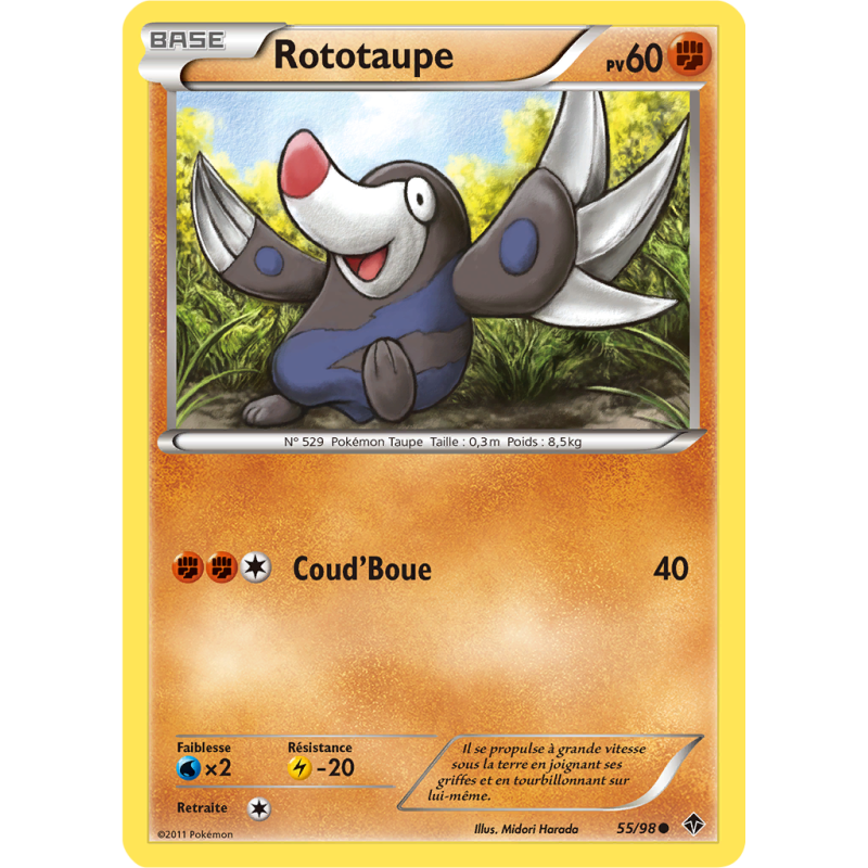 Carte Pokémon Rototaupe 55/98 Commune Pouvoirs Émergents