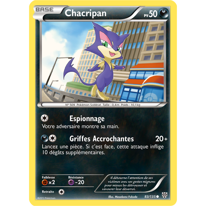 Carte Pokémon Chacripan 83/135 Commune Tempête Plasma