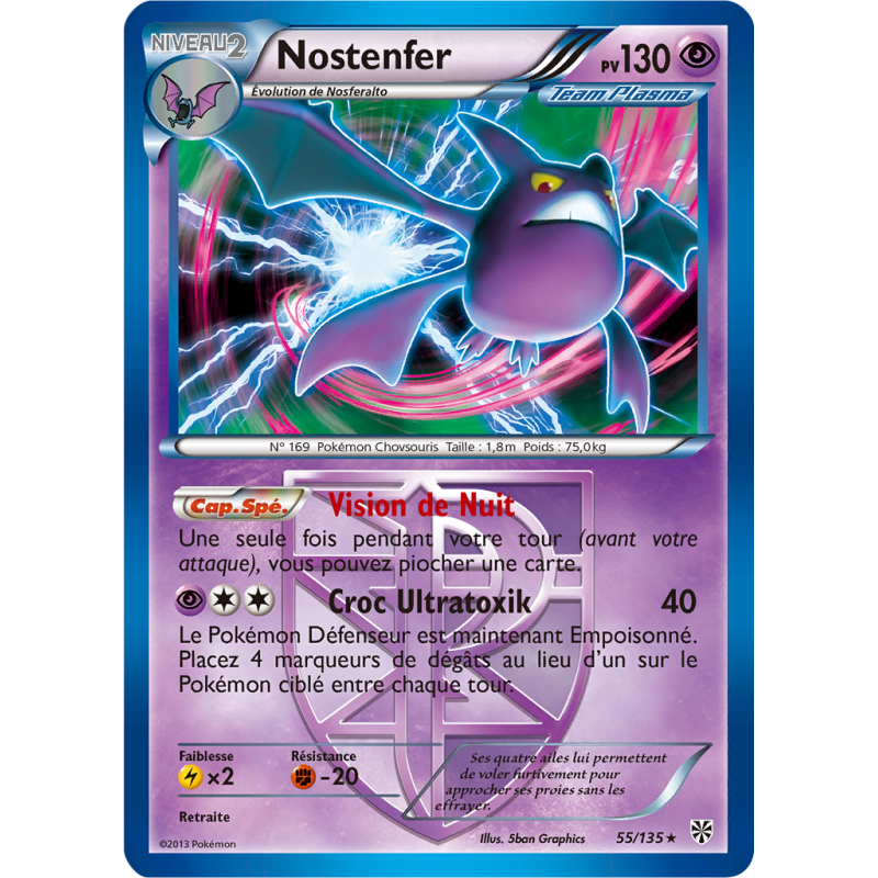 Carte Pokémon Nostenfer 55/135 Holographique Tempête Plasma
