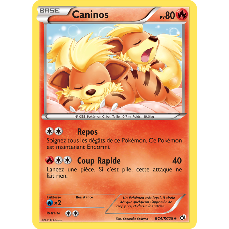 Carte Pokémon Caninos RC4/RC25 Peu commune Trésors Légendaires