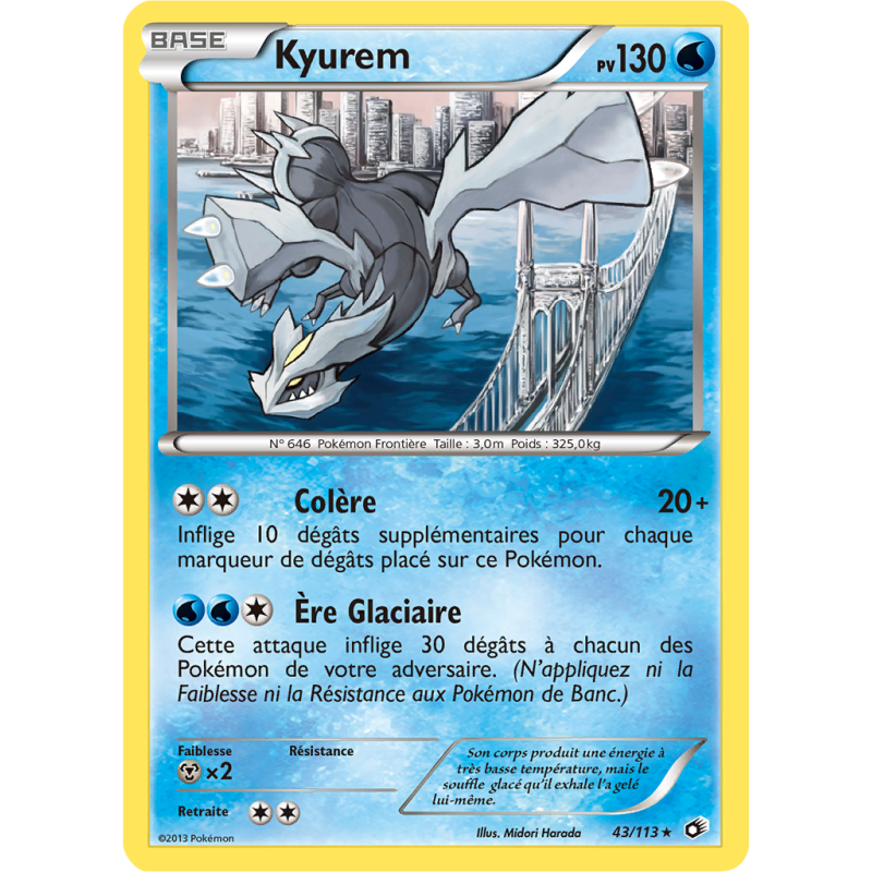 Carte Pokémon Kyurem 43/113 Holographique Trésors Légendaires