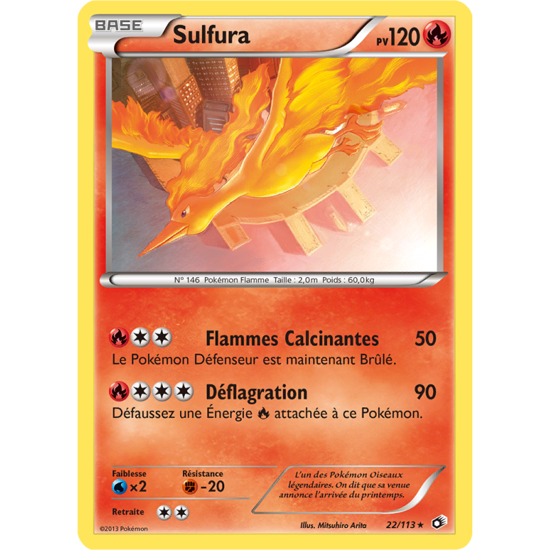 Carte Pokémon Sulfura 22/113 Holographique Trésors Légendaires