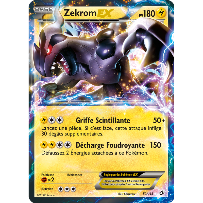 Carte Pokémon Zekrom-EX 52/113 Ultra Rare Trésors Légendaires