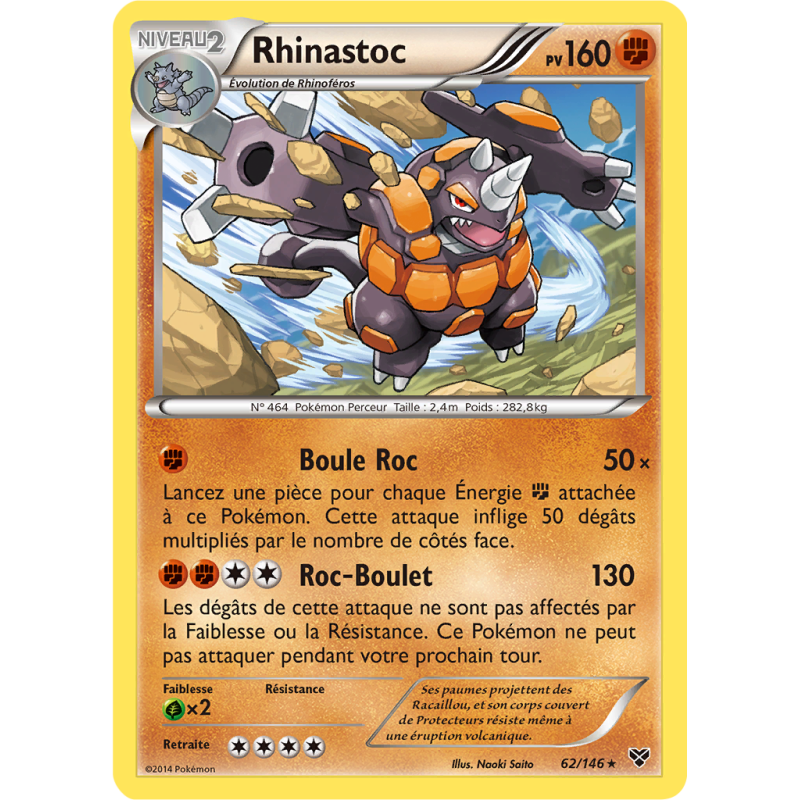 Carte Pokémon Rhinastoc 62/146 Holographique XY (JCC)