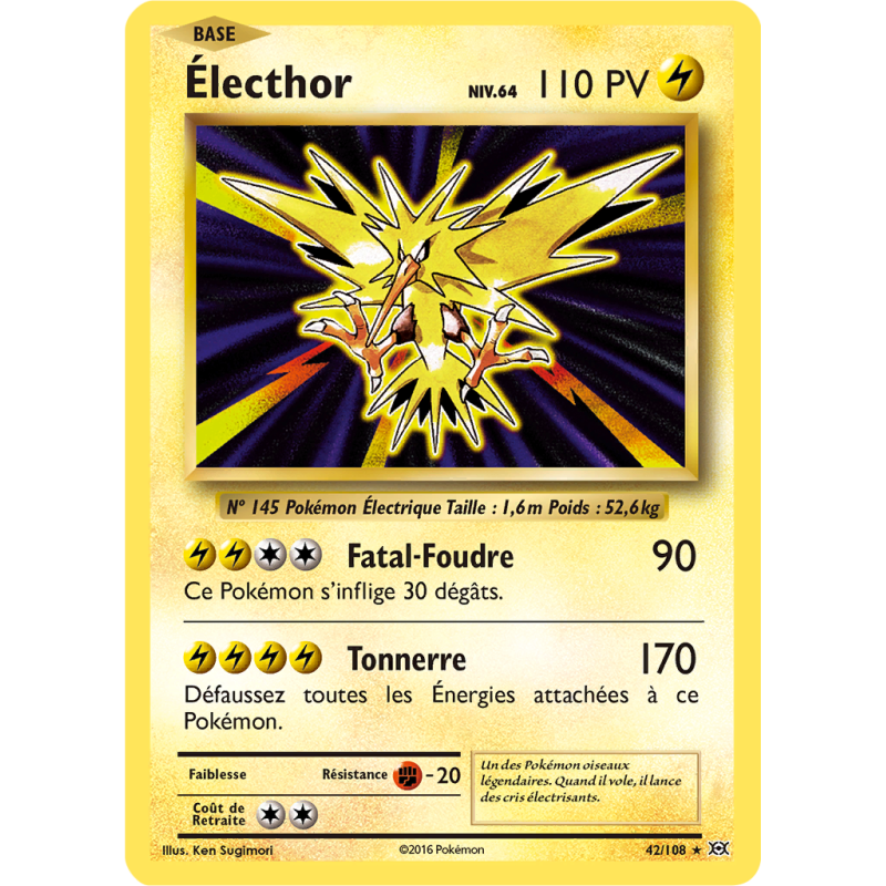 Carte Pokémon Électhor 42/108 Holographique Évolutions