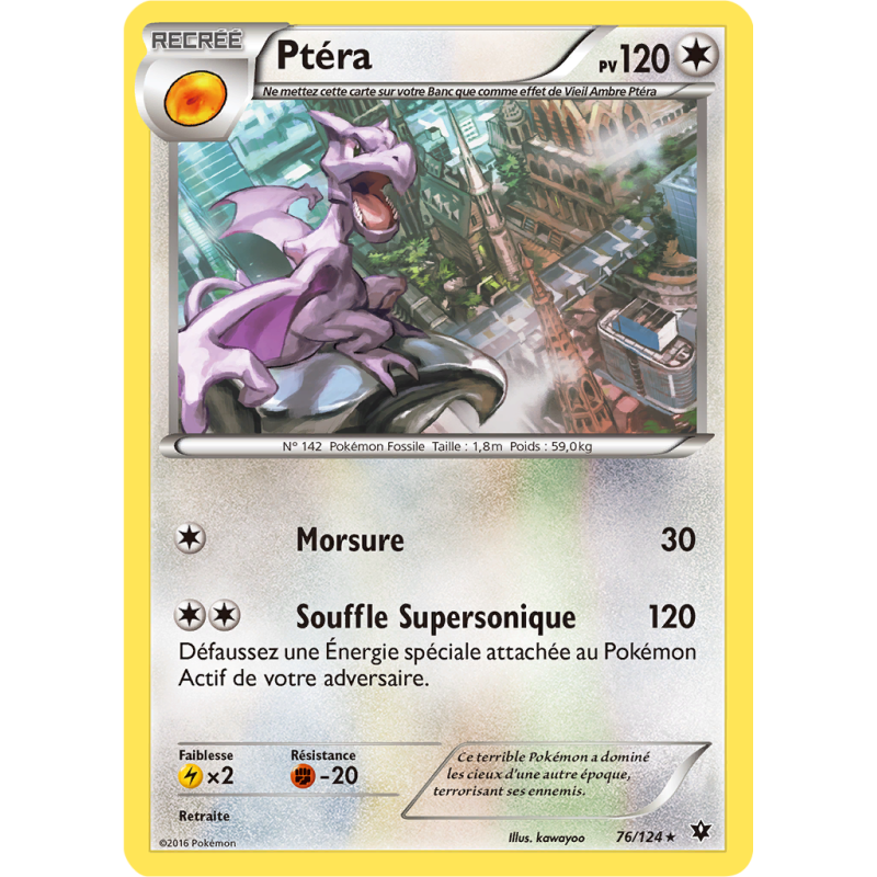 Carte Pokémon Ptéra 76/124 Rare Impact des Destins