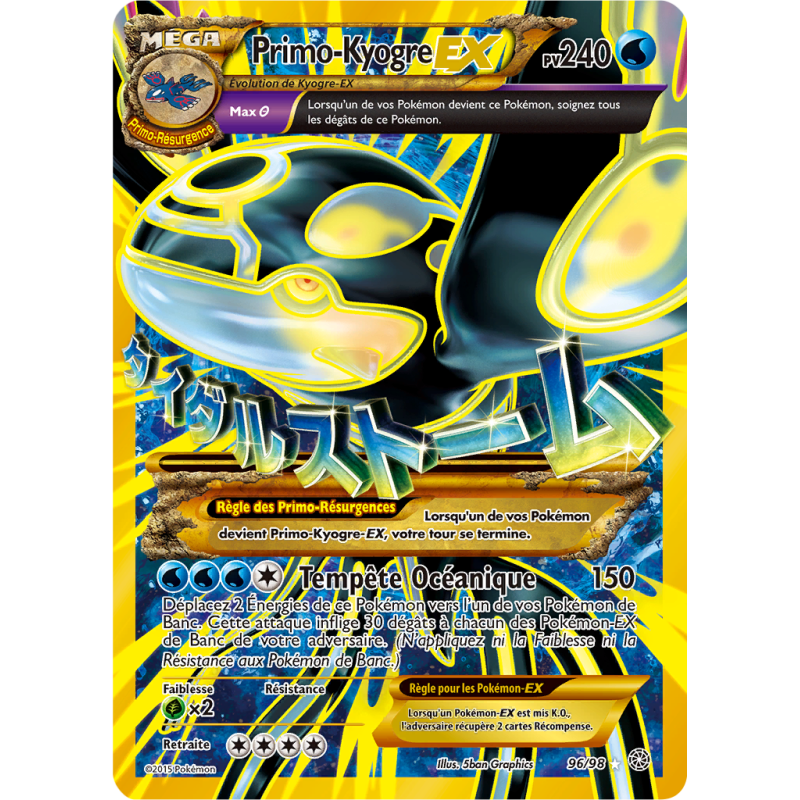 Carte Pokémon Primo-Kyogre-EX 96/98 Ultra Rare Origines Antiques