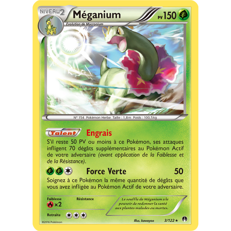 Carte Pokémon Méganium 3/122 Holographique Rupture TURBO