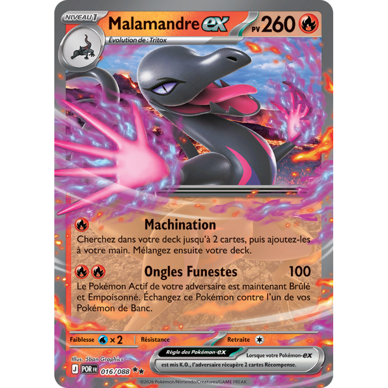 Carte Pokémon Malamandre-ex 016/088 Double rare Équilibre Parfait