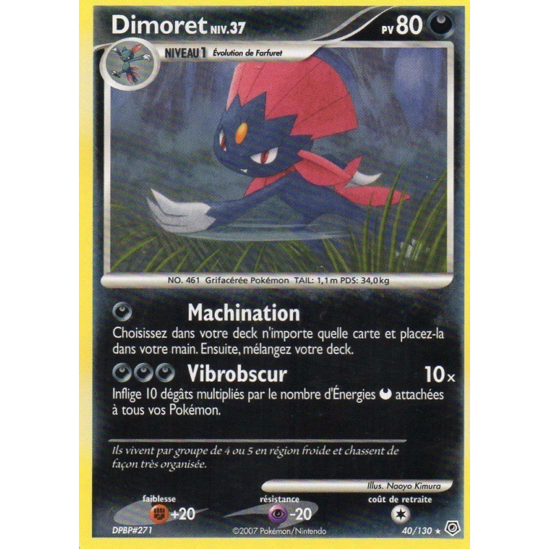 Carte Pokémon Dimoret 40/130 Rare Diamant & Perle (JCC)