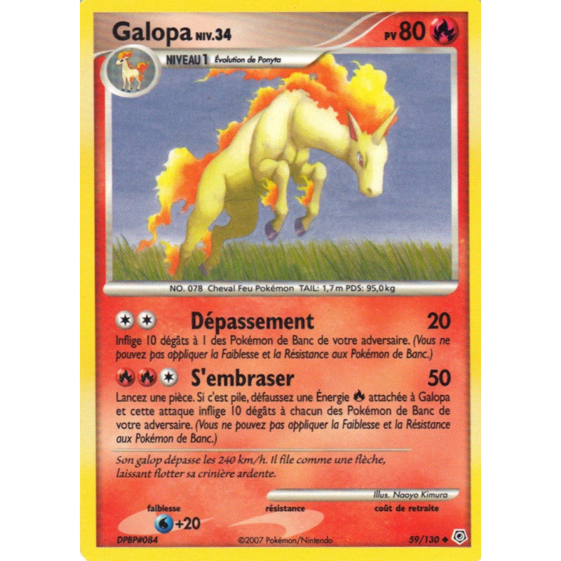Carte Pokémon Galopa 59/130 Peu commune Diamant & Perle (JCC)