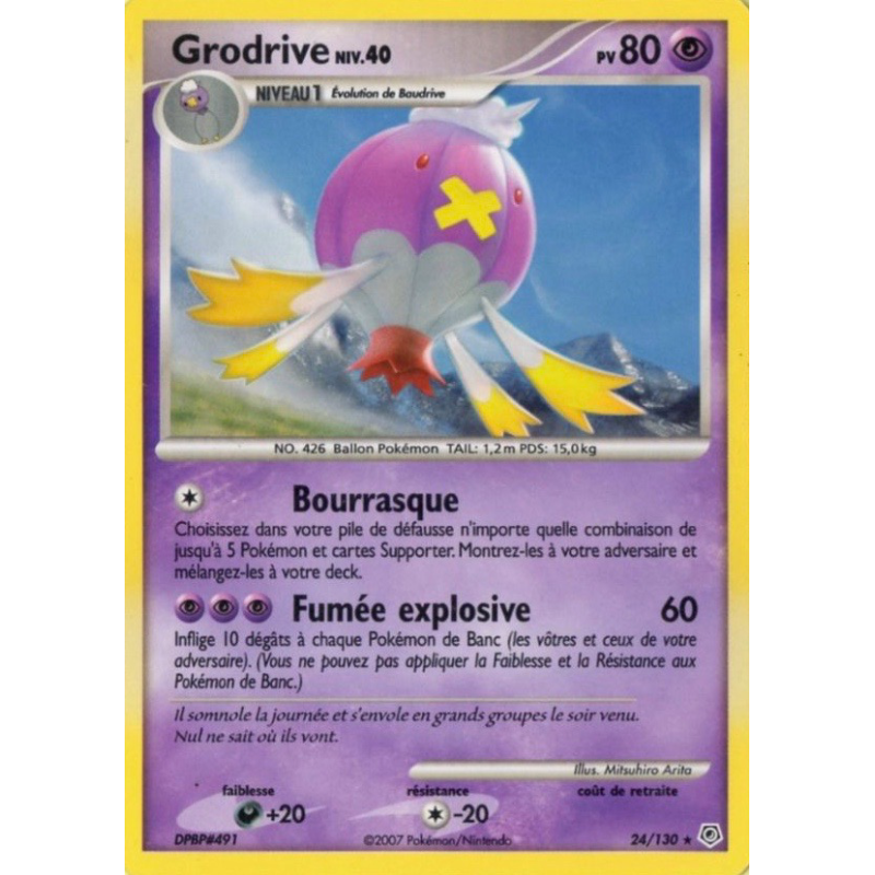 Carte Pokémon Grodrive 24/130 Rare Diamant & Perle (JCC)