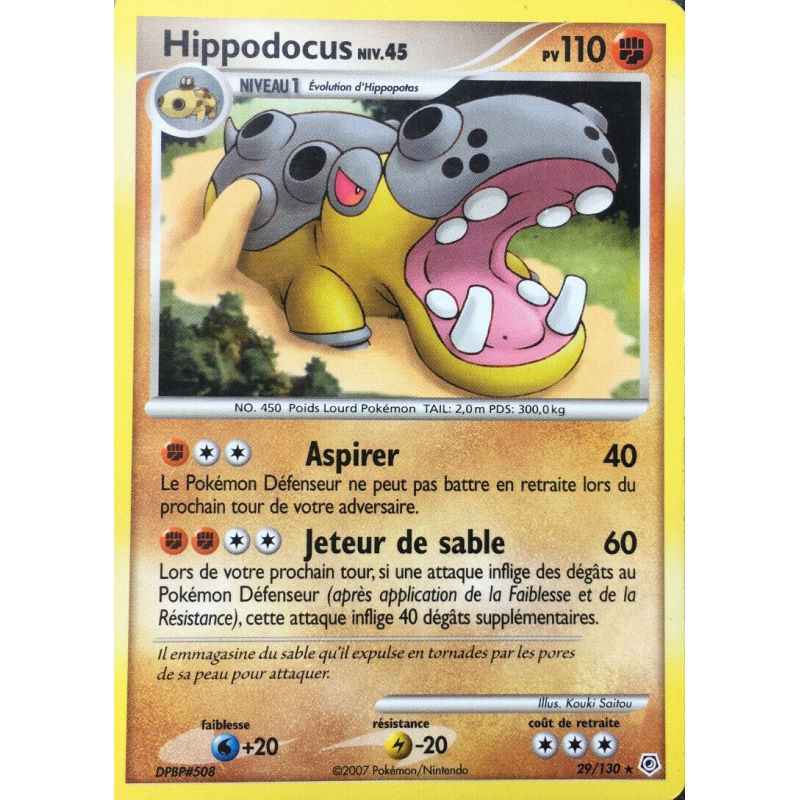 Carte Pokémon Hippodocus 29/130 Rare Diamant & Perle (JCC)