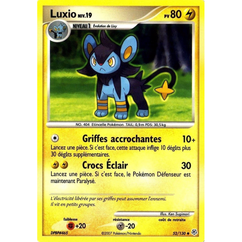 Carte Pokémon Luxio 52/130 Peu commune Diamant & Perle (JCC)