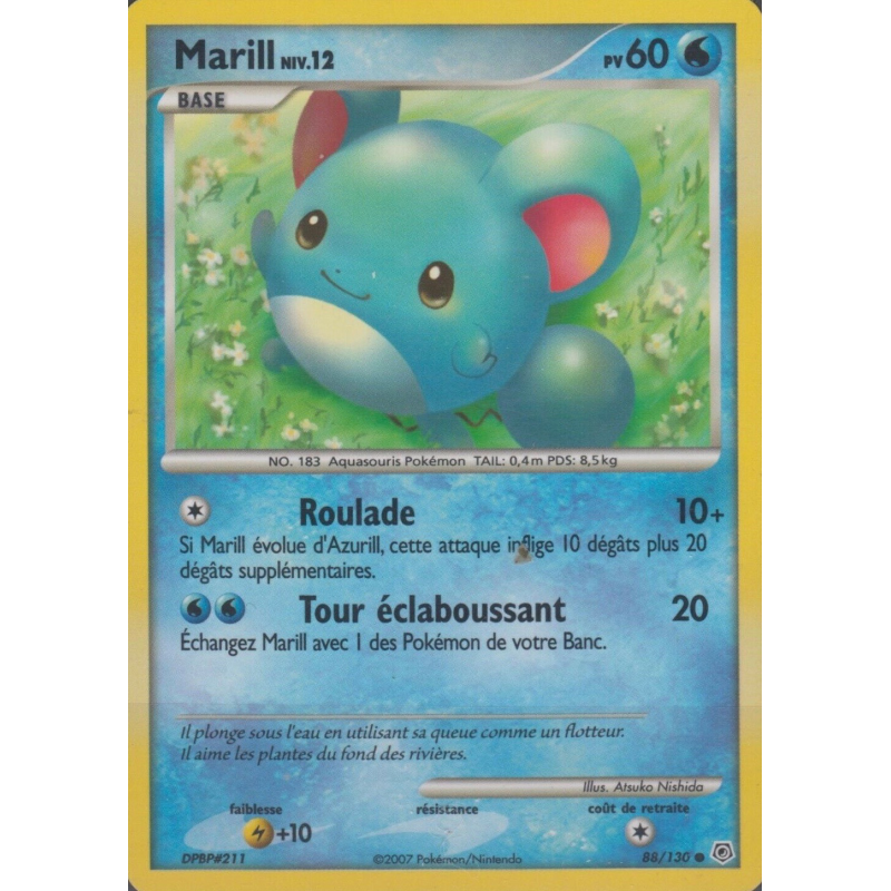 Carte Pokémon Marill 88/130 Commune Diamant & Perle (JCC)