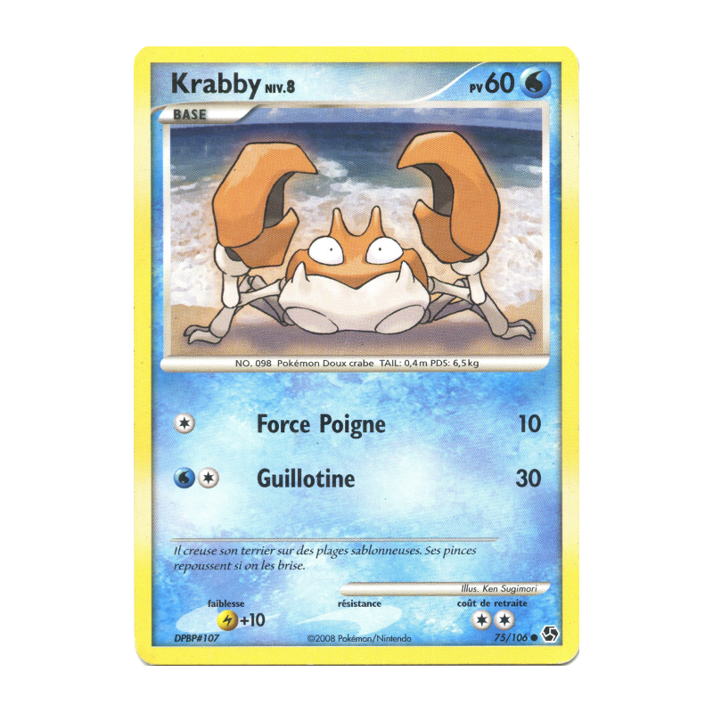 Carte Pokémon Krabby 75/106 Commune Duels au sommet