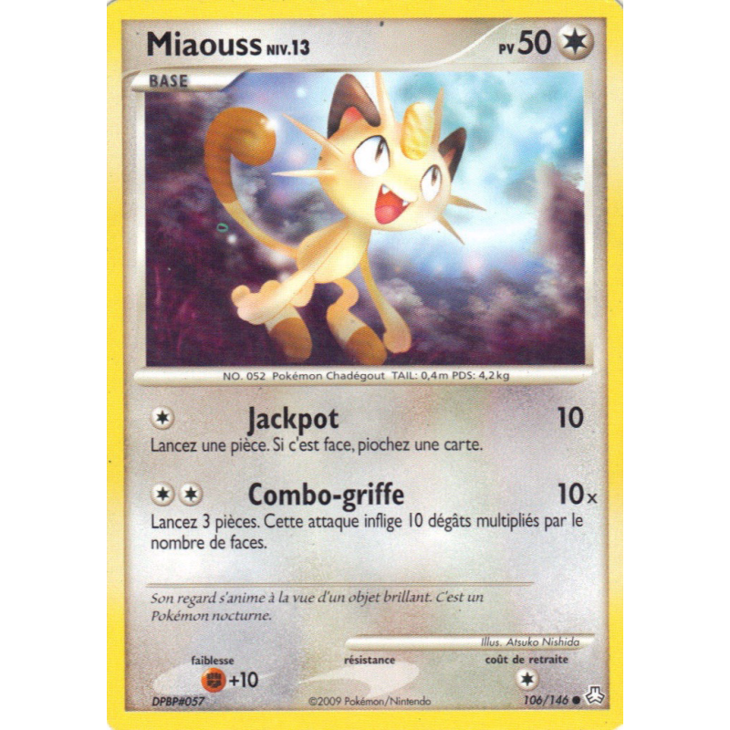 Carte Pokémon Miaouss 106/146 Commune Éveil des Légendes
