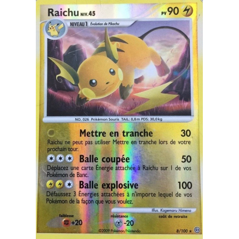 Carte Pokémon Raichu 8/100 Holographique Tempête