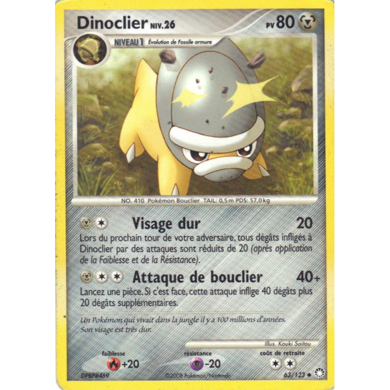 Carte Pokémon Dinoclier 63/123 Peu commune Trésors Mystérieux