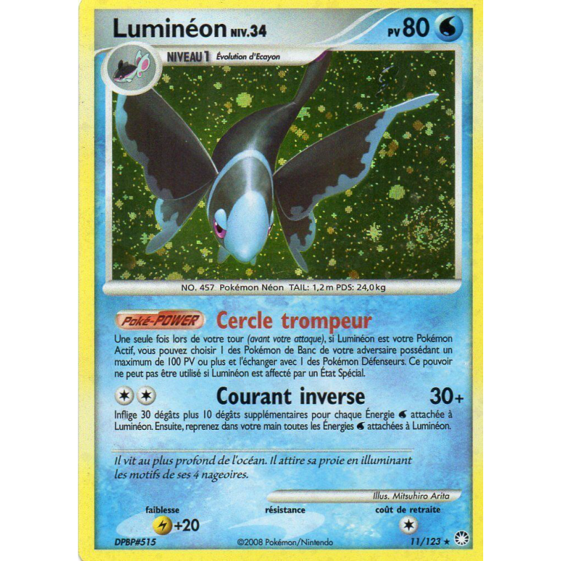 Carte Pokémon Luminéon 11/123 Holographique Trésors Mystérieux