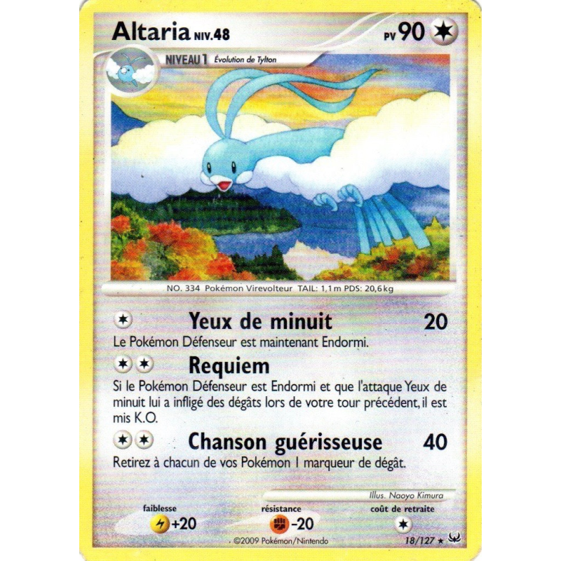 Carte Pokémon Altaria 18/127 Rare Platine (JCC)