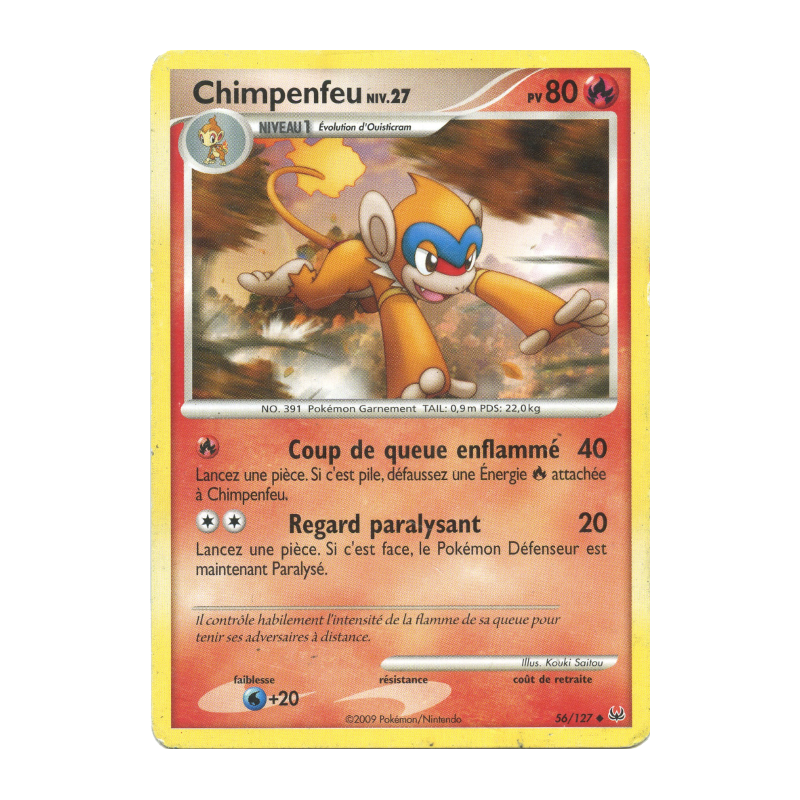 Carte Pokémon Chimpenfeu 56/127 Peu commune Platine (JCC)