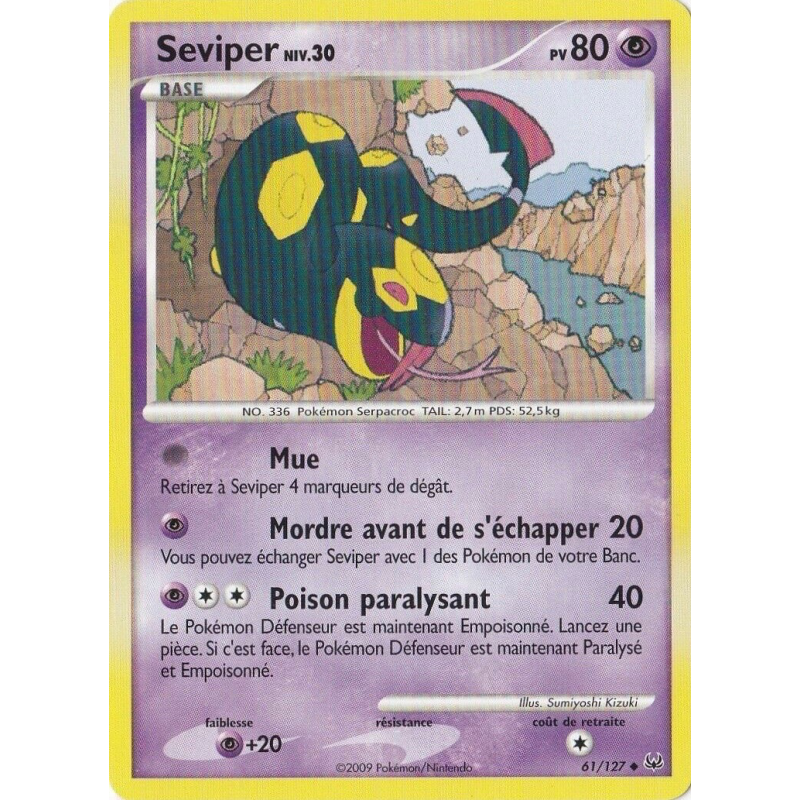 Carte Pokémon Seviper 61/127 Peu commune Platine (JCC)