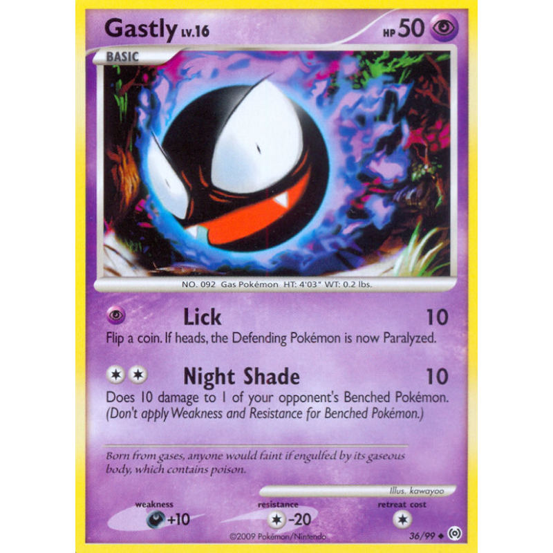Carte Pokémon Gastly 36/99 Peu commune Platinum Arceus
