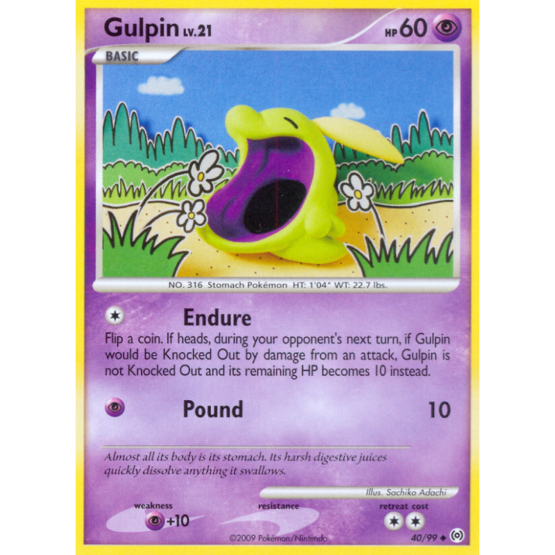Carte Pokémon Gulpin 40/99 Peu commune Platinum Arceus
