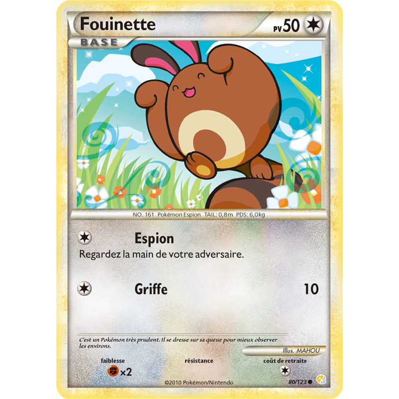 Carte Pokémon Fouinette 80/123 Commune HeartGold & SoulSilver (JCC)