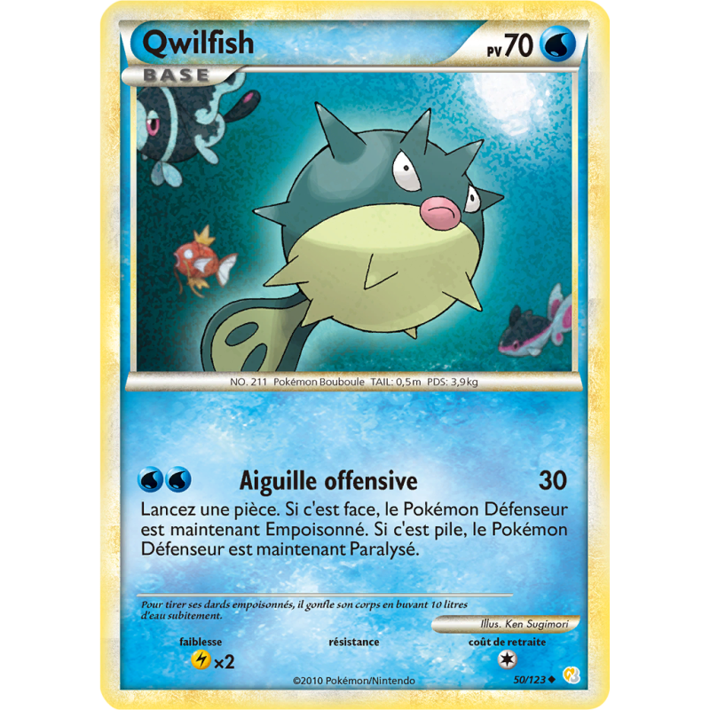 Carte Pokémon Qwilfish 50/123 Peu commune HeartGold & SoulSilver (JCC)