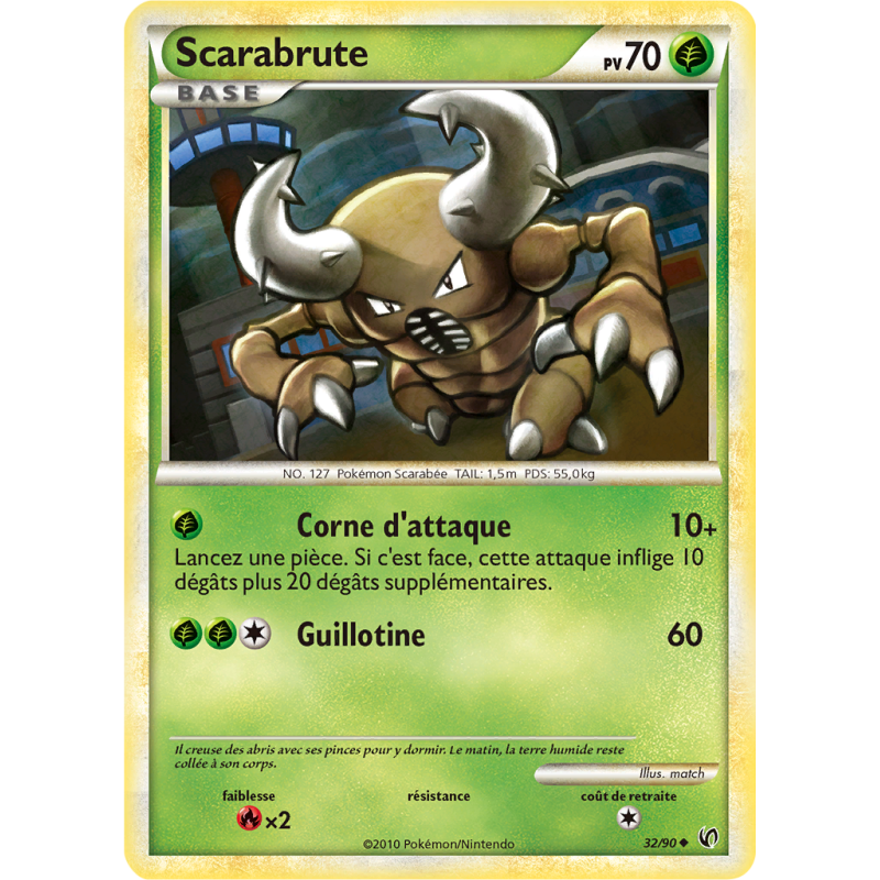 Carte Pokémon Scarabrute 32/90 Peu commune Indomptable
