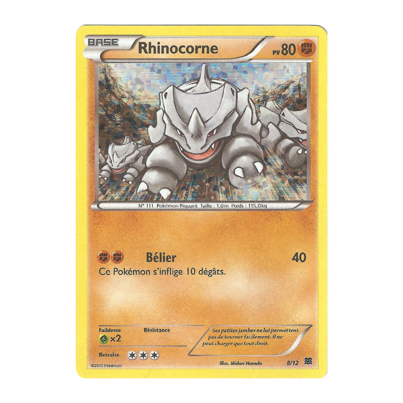 Carte Pokémon Rhinocorne 8/12 Promo Collection McDonald's 2015