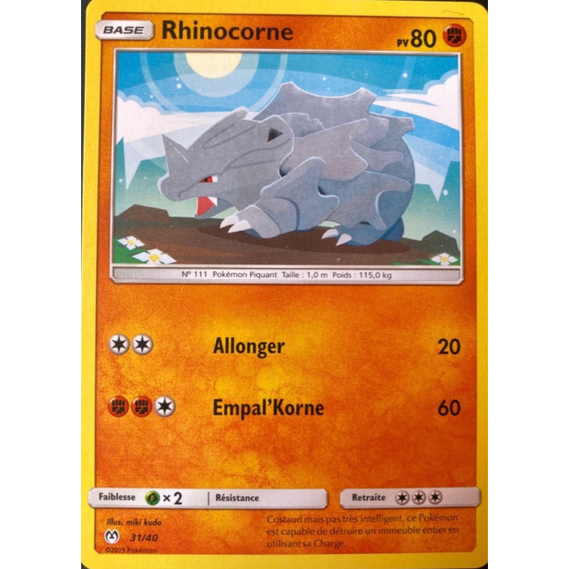 Carte Pokémon Rhinocorne 31/40 Promo Collection McDonald's 2019 (France)