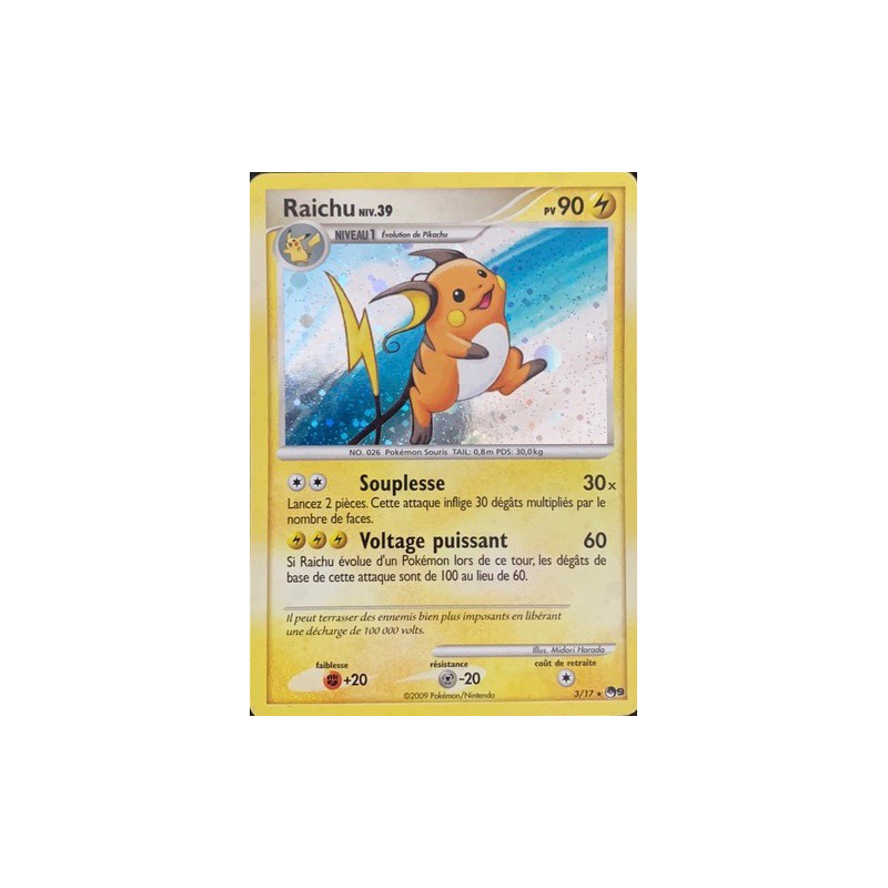Carte Pokémon Raichu 3/17 Promo POP Série 9
