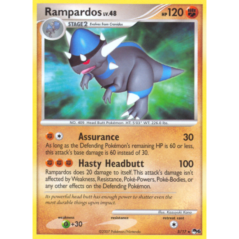 Carte Pokémon Rampardos 5/17 Promo POP Series 6
