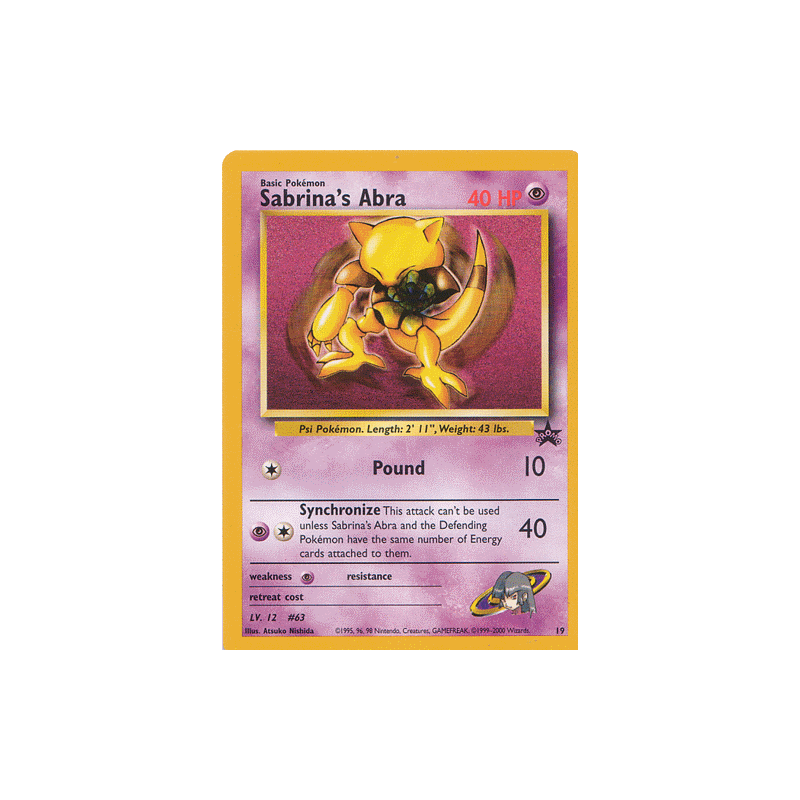 Carte Pokémon Sabrina's Abra 19 Promo Wizards