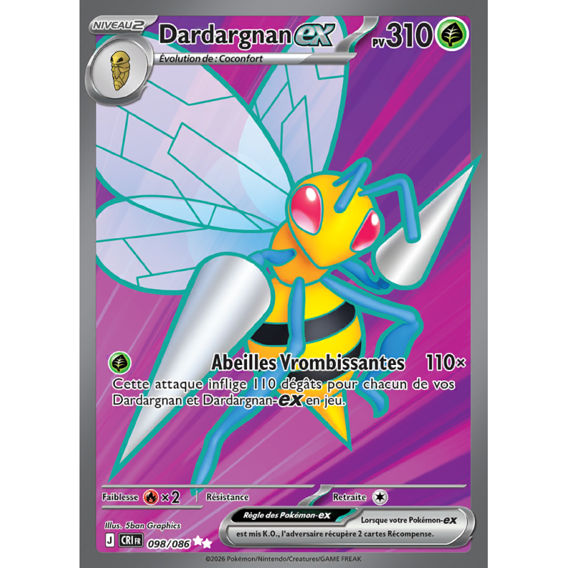 Carte Pokémon Dardargnan-ex 098/086 Ultra Rare Chaos Ascendant
