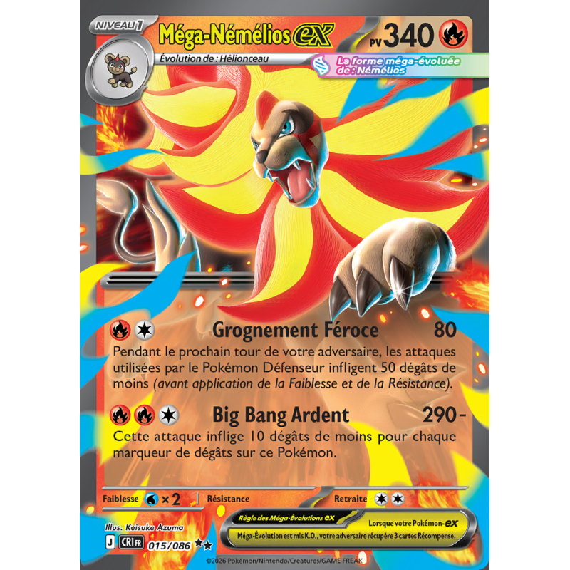 Carte Pokémon Méga-Némélios-ex 015/086 Double rare Chaos Ascendant