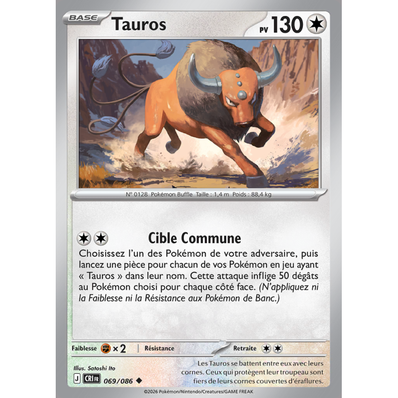 Carte Pokémon Tauros 069/086 Peu commune Chaos Ascendant