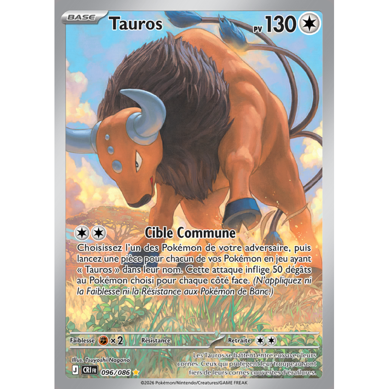 Carte Pokémon Tauros 096/086 AR Chaos Ascendant
