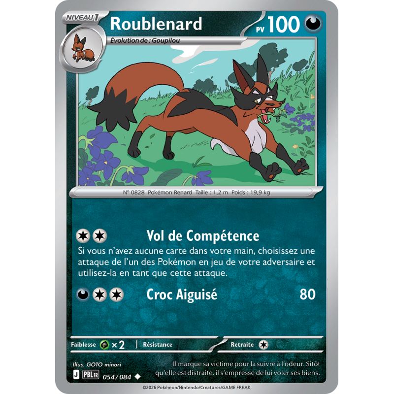 Carte Pokémon Roublenard 054/084 Peu commune Nuit Noire