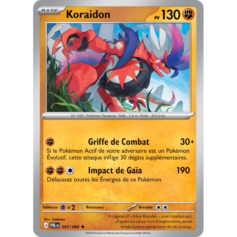 Carte Pokémon Koraidon 047/084 Holographique Nuit Noire